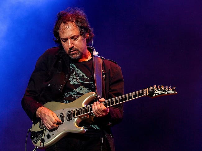 MEXICO CITY, MEXICO - MAY 26: Guitarrist Alejandro Marcovich of Caifanes performs during the Wirikuta Fest 2012 at Foro Sol on May 26, 2012 in Mexico City, Mexico. (Photo by Victor Chavez/WireImage)