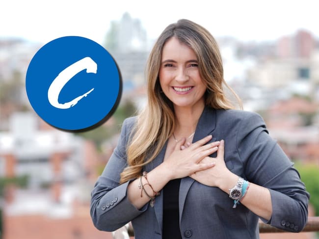 Paloma Valencia y logo del Partido Conservador. Fotos: (Colprensa-campaña Valencia) / X @soyconservador