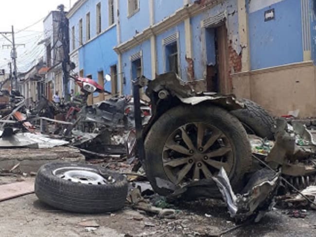 El carro bomba fue activado frente a la alcaldía de Corinto, Cauca, el pasado 26 de marzo.
