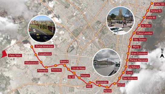 Trazado del proyecto Metro de Bogotá