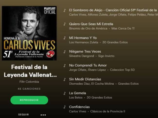 Festival de la Leyenda Vallenata lanzó playlist oficial