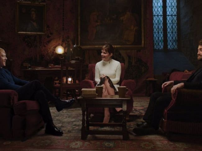 Emma Watson, Daniel Radcliffe y Rupert Grint, en la reunión de Harry Potter