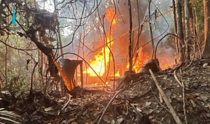 Laboratorio destruido en Amalfi, Antioquia. Cortesía: Ejército Nacional.