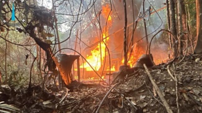 Laboratorio destruido en Amalfi, Antioquia. Cortesía: Ejército Nacional.