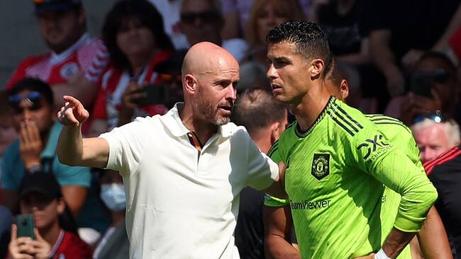 Erik ten Hag y Cristiano Ronaldo
