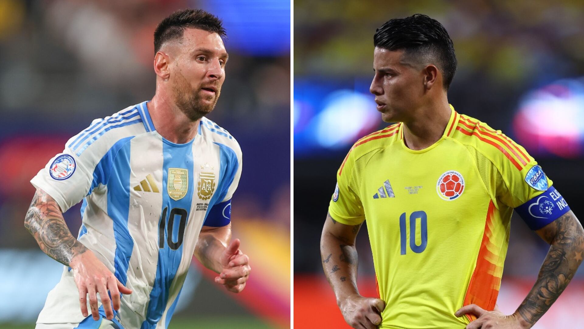 Lionel Messi y James Rodríguez, capitanes de Argentina y Colombia respectivamente