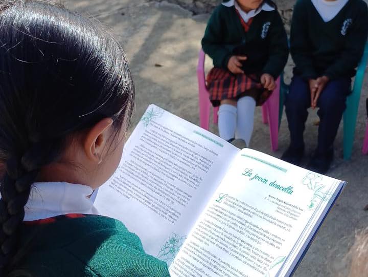 La estrategia 'Leer es mi cuento' la está implementando la alcaldesa de Tota, Diana Elizabeth Riaño, en las Instituciones Educativas del municipio / Foto. Suministrada.
