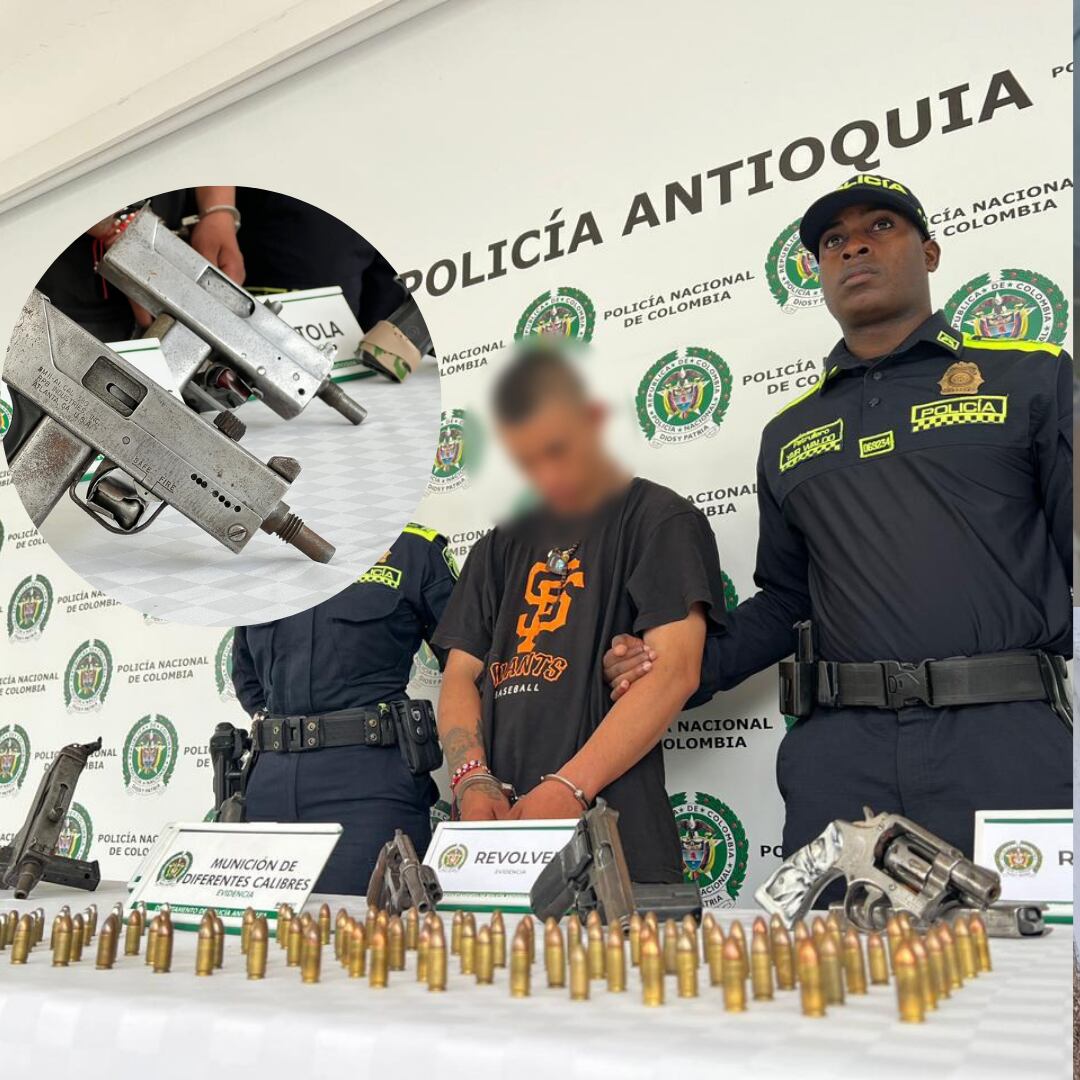 Capturado y arsenal decomisado- fotos policía Antioquia