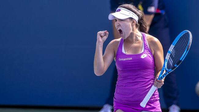 María Camila Osorio festeja una victoria en el US Open Junior del 2019.