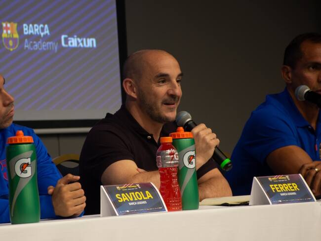 El entrenador del Barça Legends habla en El Alargue