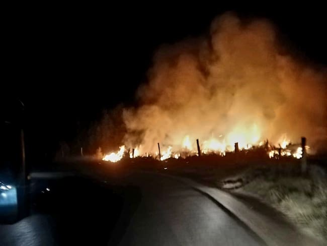 Incendio en Cómbita / Cortesía: Cuerpo de Bomberos de Cómbita.