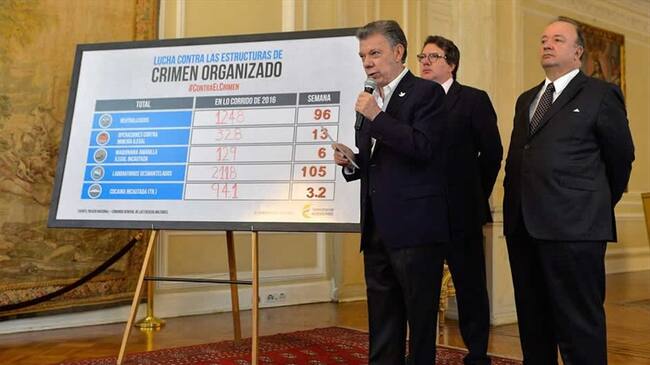 El presidente, Juan Manuel Santos, informó, en el reporte semanal de lucha contra la criminalidad. Foto: Ministerio de Defensa