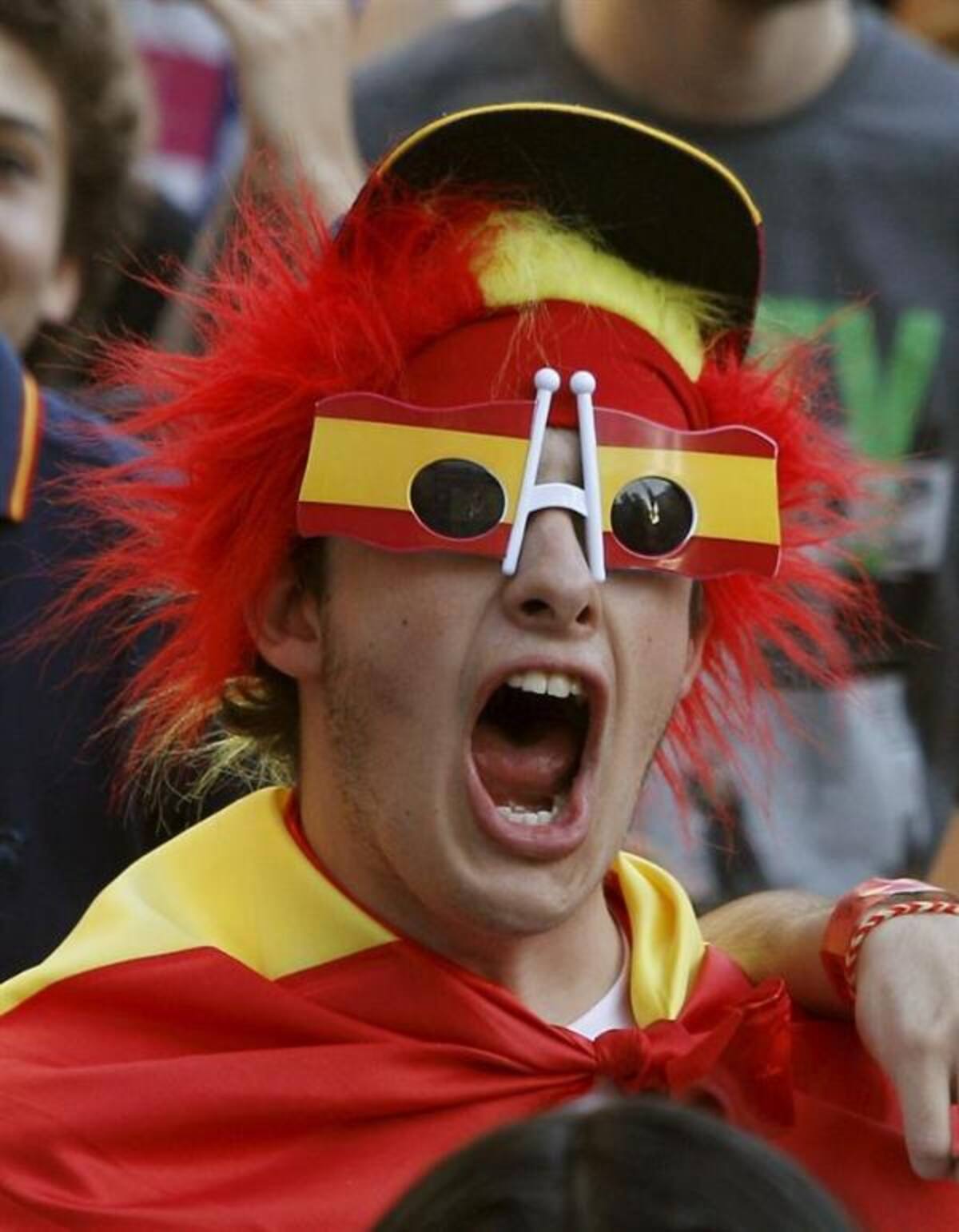 Hinchas en la tribuna en España - Irlanda