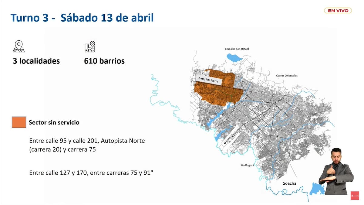 Racionamiento de agua en Bogotá: barrios que no tendrán servicio este sábado 13 de abril