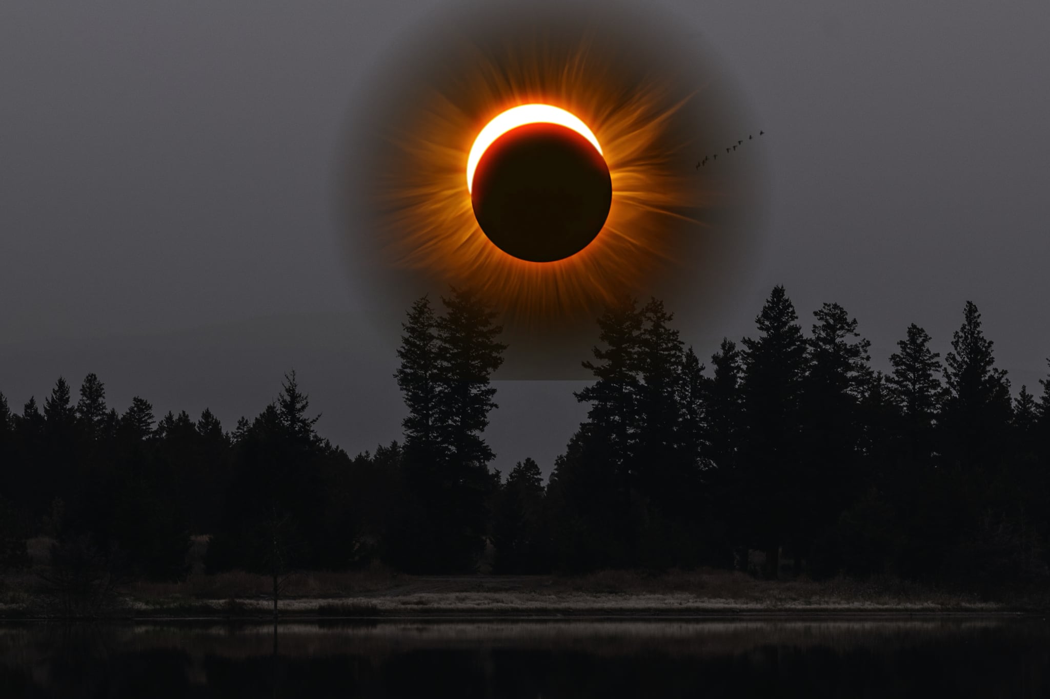 Imagen del eclipse tomada de Getty Imagenes (Crédito: Matt Anderson Photography) // Imagen del fondo tomada de Getty Imagenes (Crédito: Peter Olsen Photography)