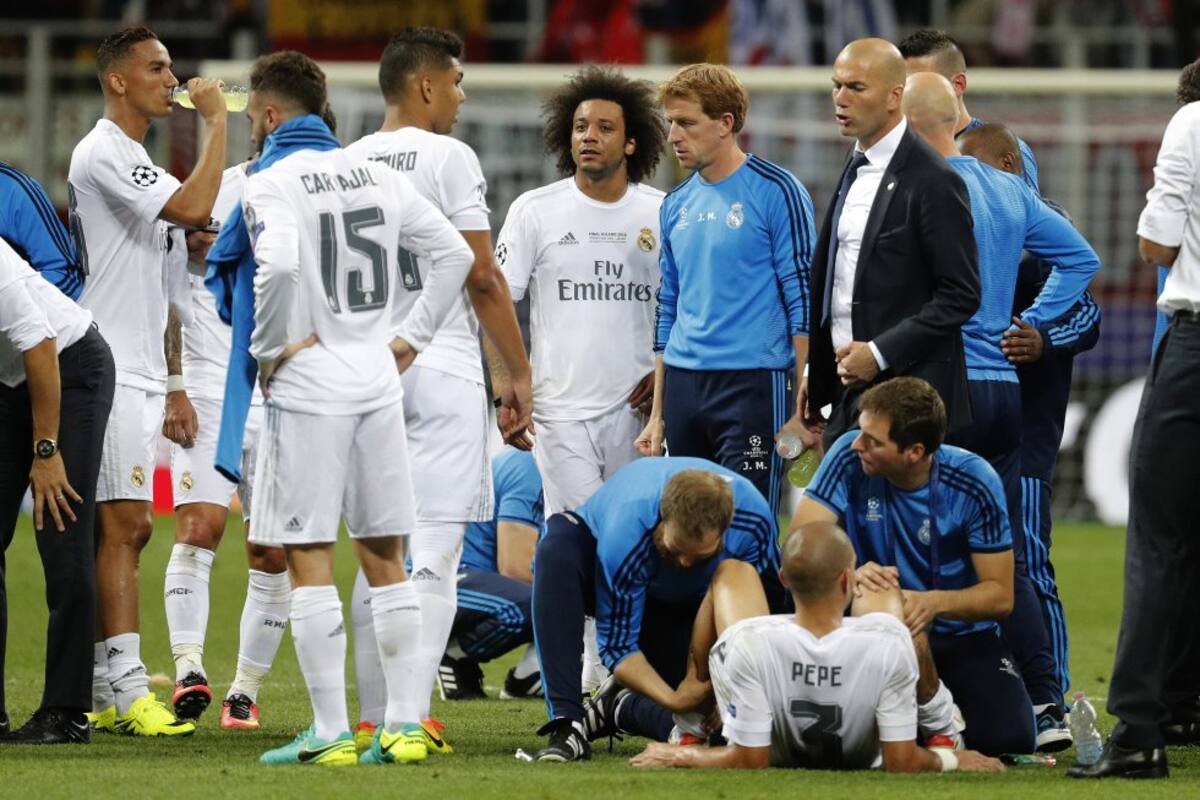Real Madrid preparando el tiempo extra de la final de Champions.
