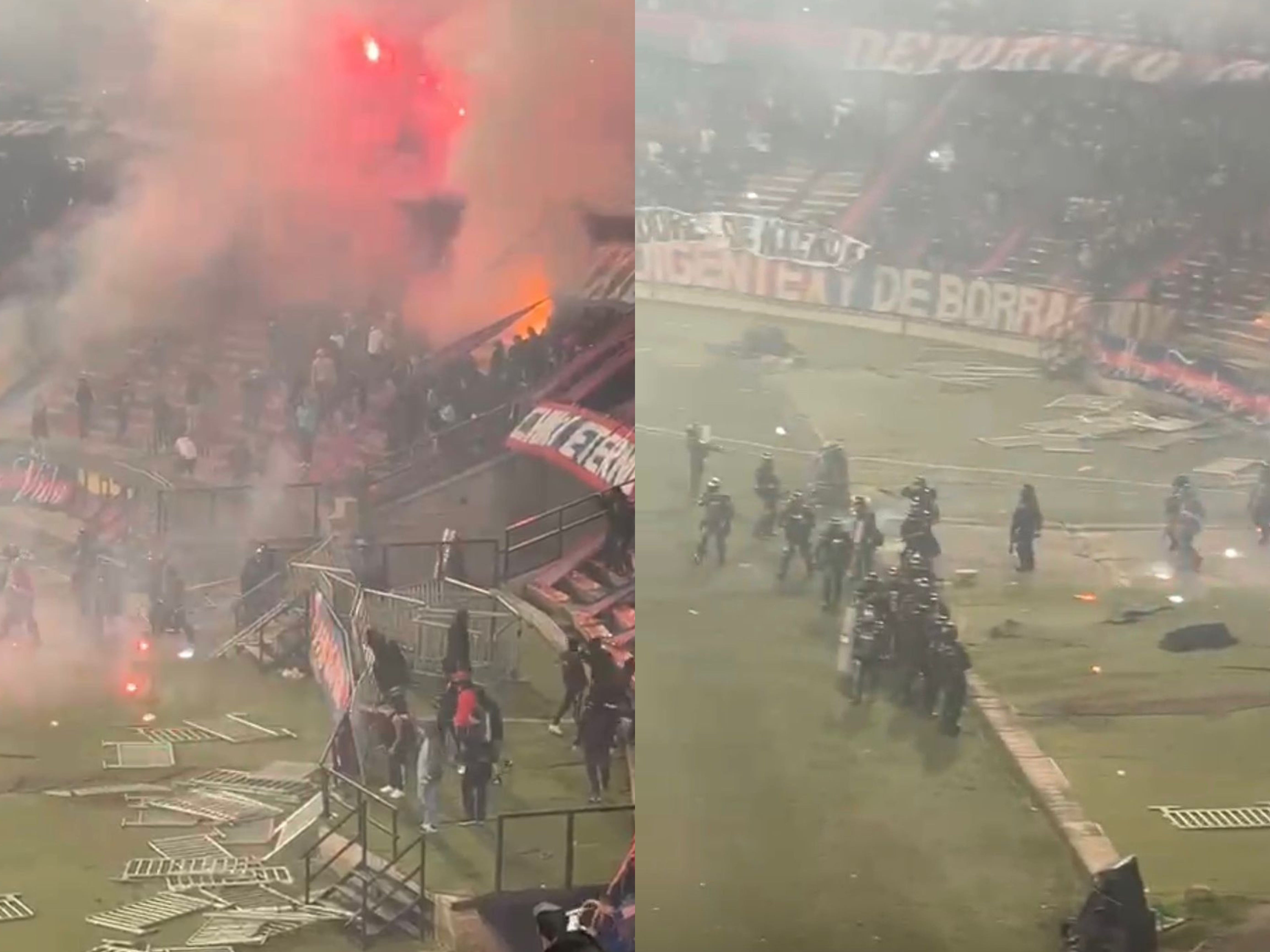 Disturbios en el estadio Atanasio Girardot en el partido Medellín-Flamengo. Foto: Cortesía.
