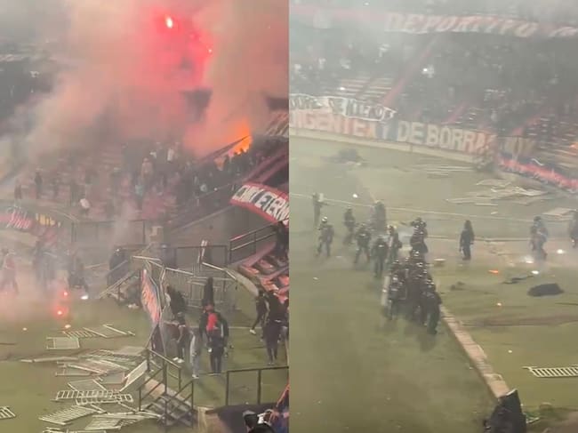 Disturbios en el estadio Atanasio Girardot en el partido Medellín-Flamengo. Foto: Cortesía.