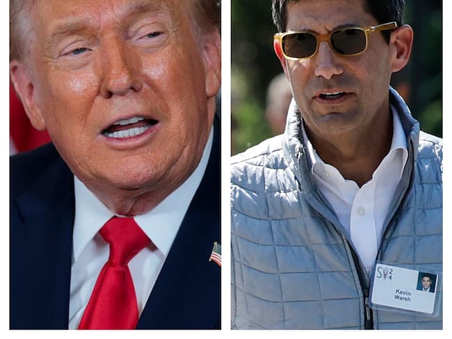 Presidente de EE.UU., Donald Trump. El financiero y candidato de Trump para la Fed, Kevin Warsh. Foto: Chip Somodevilla/Getty Images. Foto por KEVORK DJANSEZIAN / GETTY IMAGES NORTH AMERICA / AFP