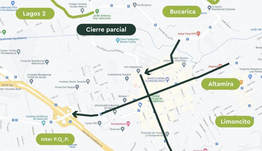 Cierre viales Floridablanca