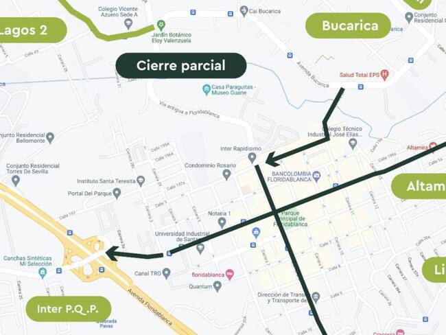 Cierre viales Floridablanca