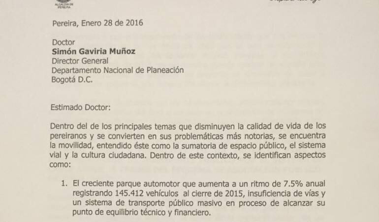El alcalde busca que los recursos que se destinen del gobierno nacional al cable aéreo se administren con el Infi Pereira.