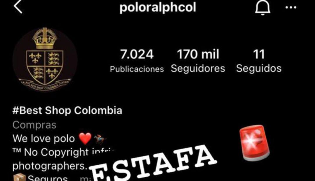 Páginas en Instagram que, al parecer, estafan a los usuarios con falsas promociones de camisas de marcas.