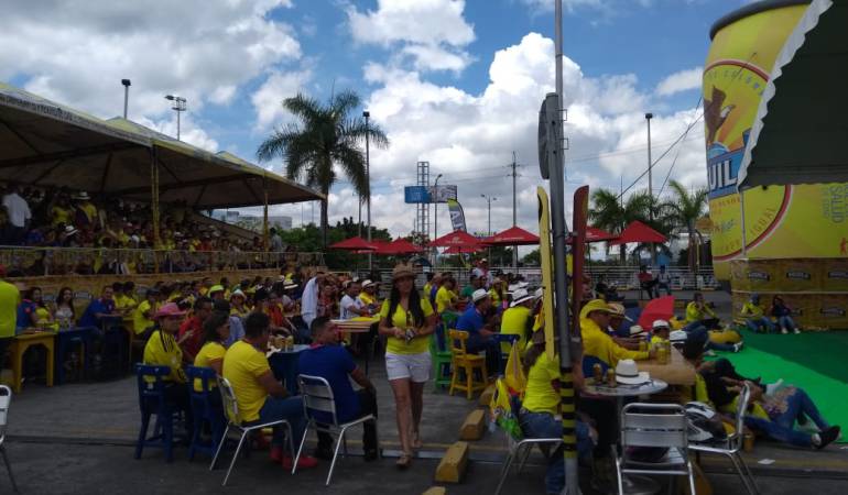 Ibaguereños celebrando el triunfo de la selección Colombia/