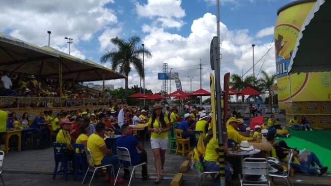 Ibaguereños celebrando el triunfo de la selección Colombia/