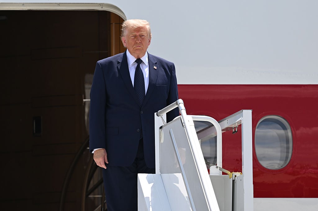 ANKARA, TURKIYE - JULY 07: US President Donald Trump arrives in Ankara Airport ahead of the 36th NATO Heads of State and Government Summit in Ankara, Turkiye, on July 07, 2026. (Photo by Muhammed Abdullah Kurtar/Anadolu via Getty Images)
