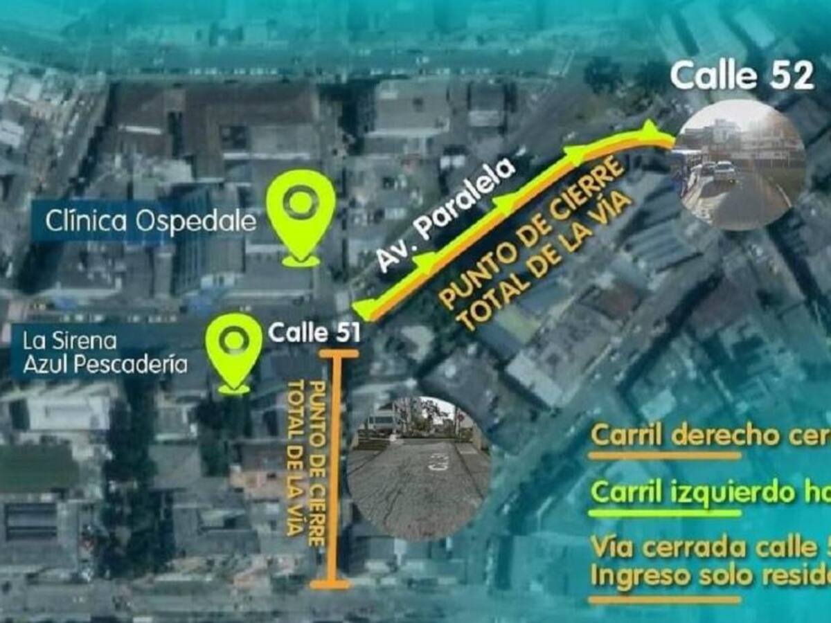 Hasta el 15 de agosto se tendrá cierre total en la calle 51 entre carreras 25 y 26