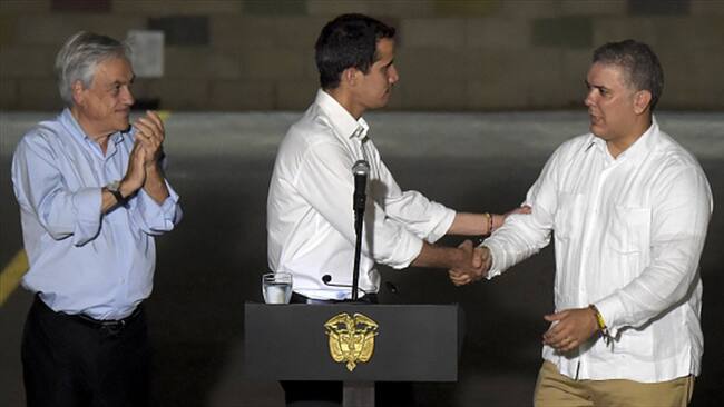 En la foto: Sebastián Piñera, presidente de Chile; Juan Guaidó, autoproclamado presidente encargado de Venezuela; Iván Duque, presidente de Colombia. Foto: Getty Images