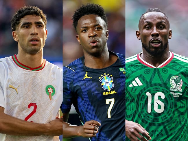 Hakimi, Vinicius Jr y Luis Quiñones. Fotos: Getty Images.