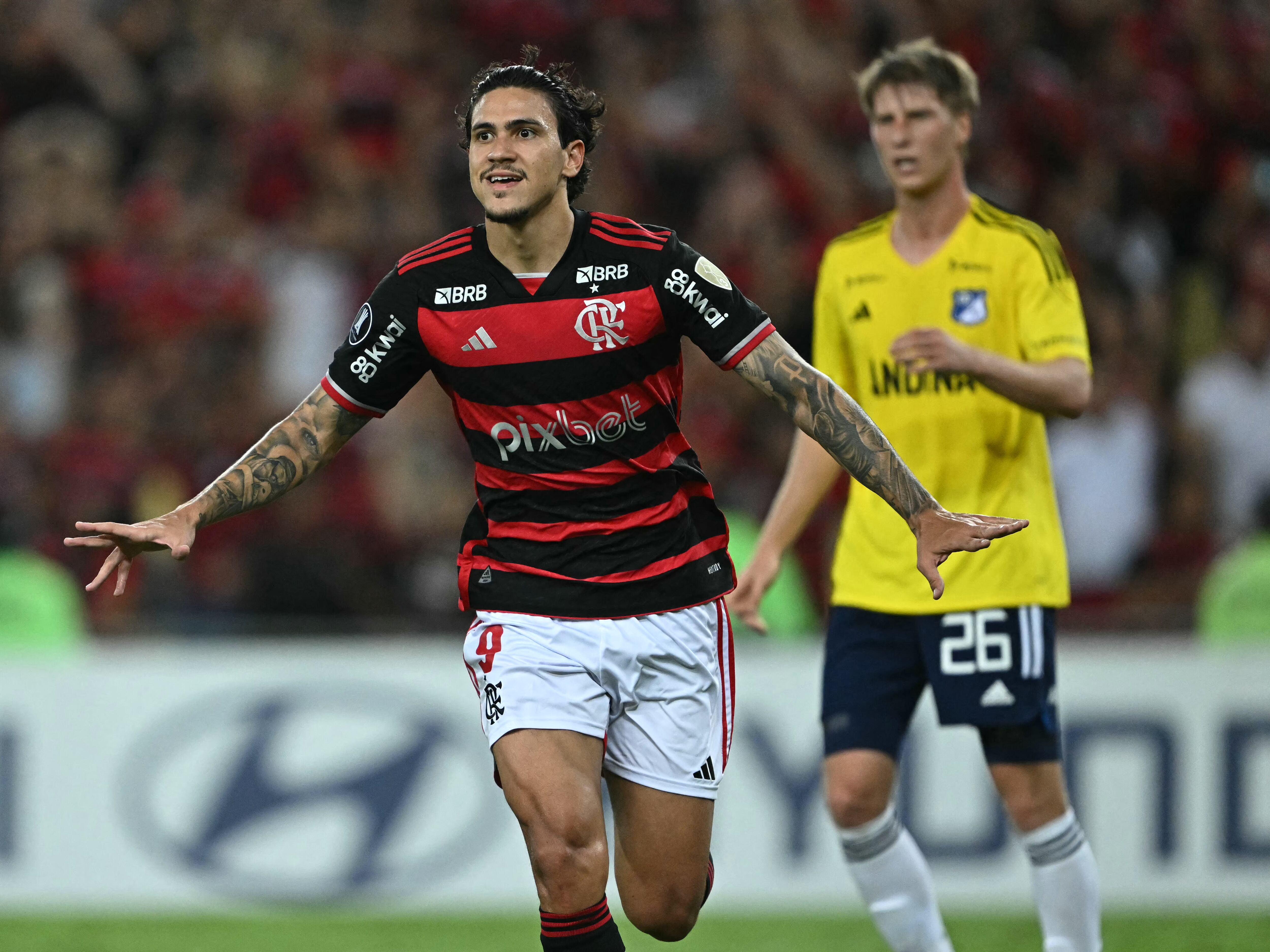 Duelo de Copa Libertadores entre Flamengo y Millonarios. (Photo by MAURO PIMENTEL / AFP) (Photo by MAURO PIMENTEL/AFP via Getty Images)