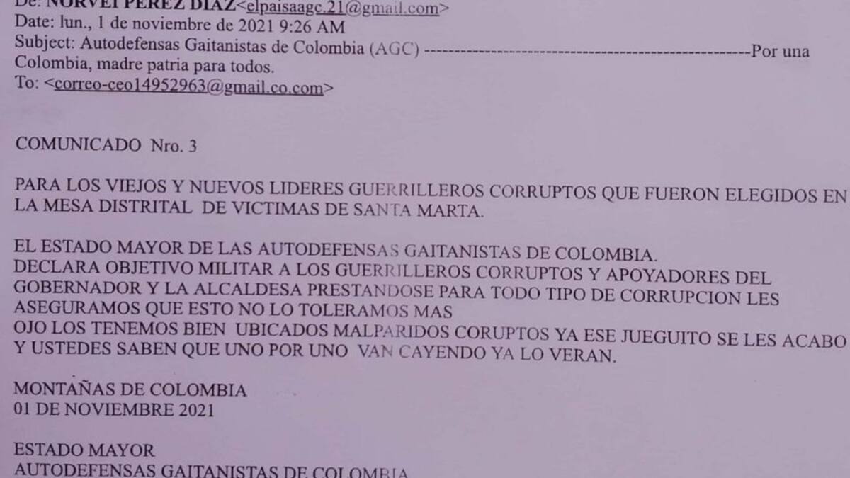 Mesa de Víctimas de Santa Marta denuncia amenazas de muerte