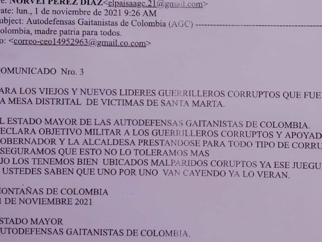 Mesa de Víctimas de Santa Marta denuncia amenazas de muerte