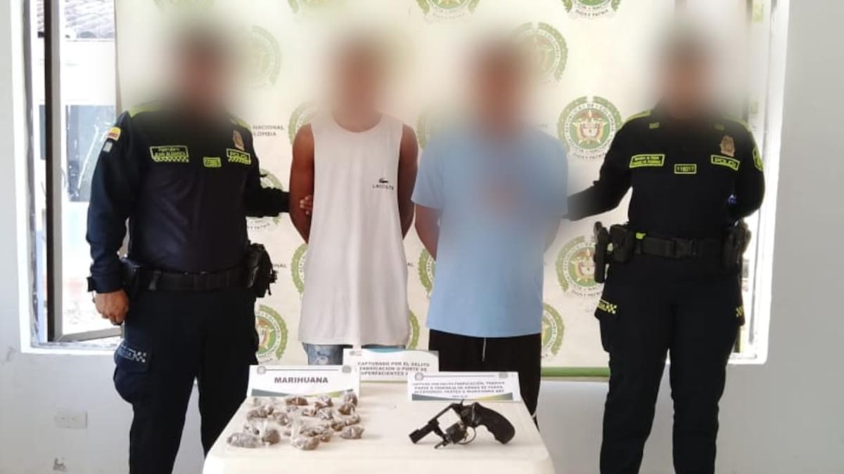 Cayeron dos jóvenes en María La Baja con marihuana y arma de fuego ilegal