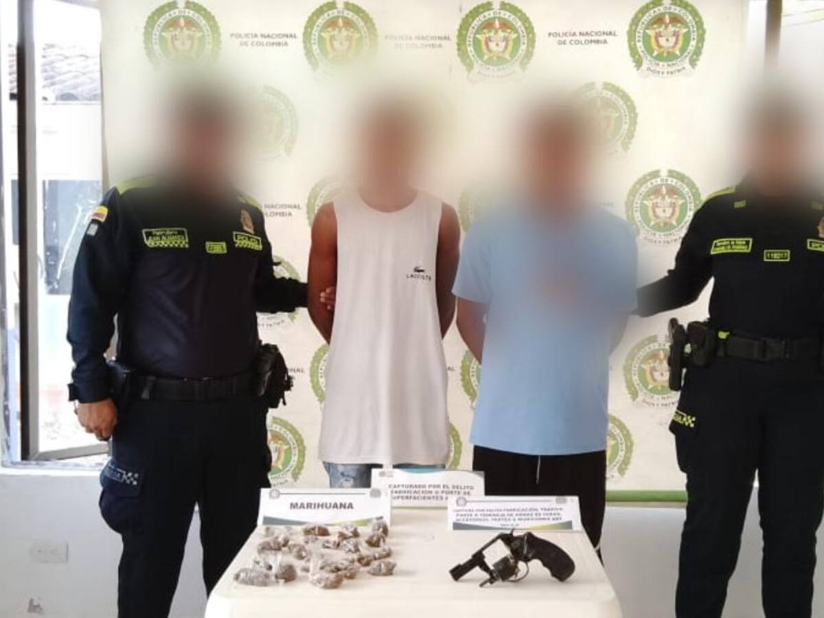 Cayeron dos jóvenes en María La Baja con marihuana y arma de fuego ilegal