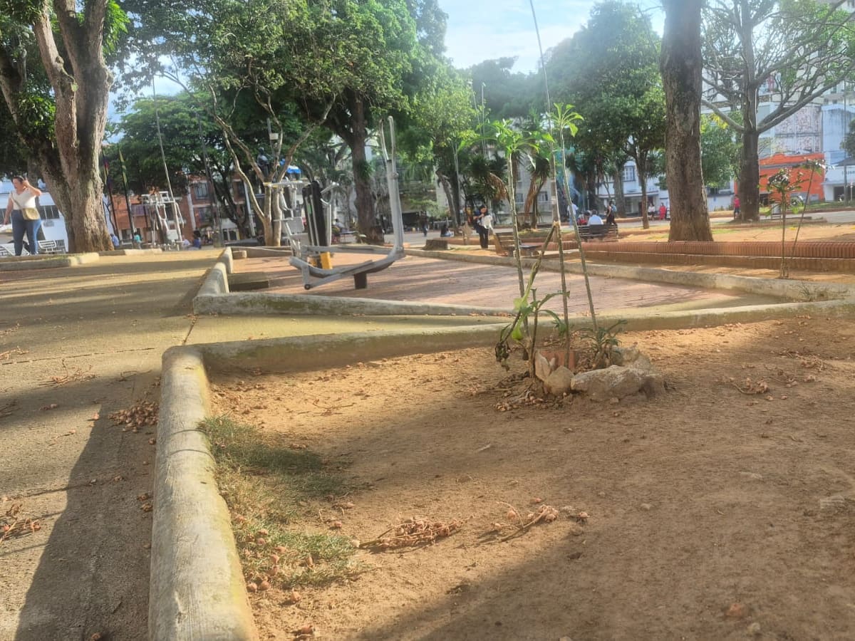 El mal estado del parque Bolívar de Bucaramanga. Es un desierto