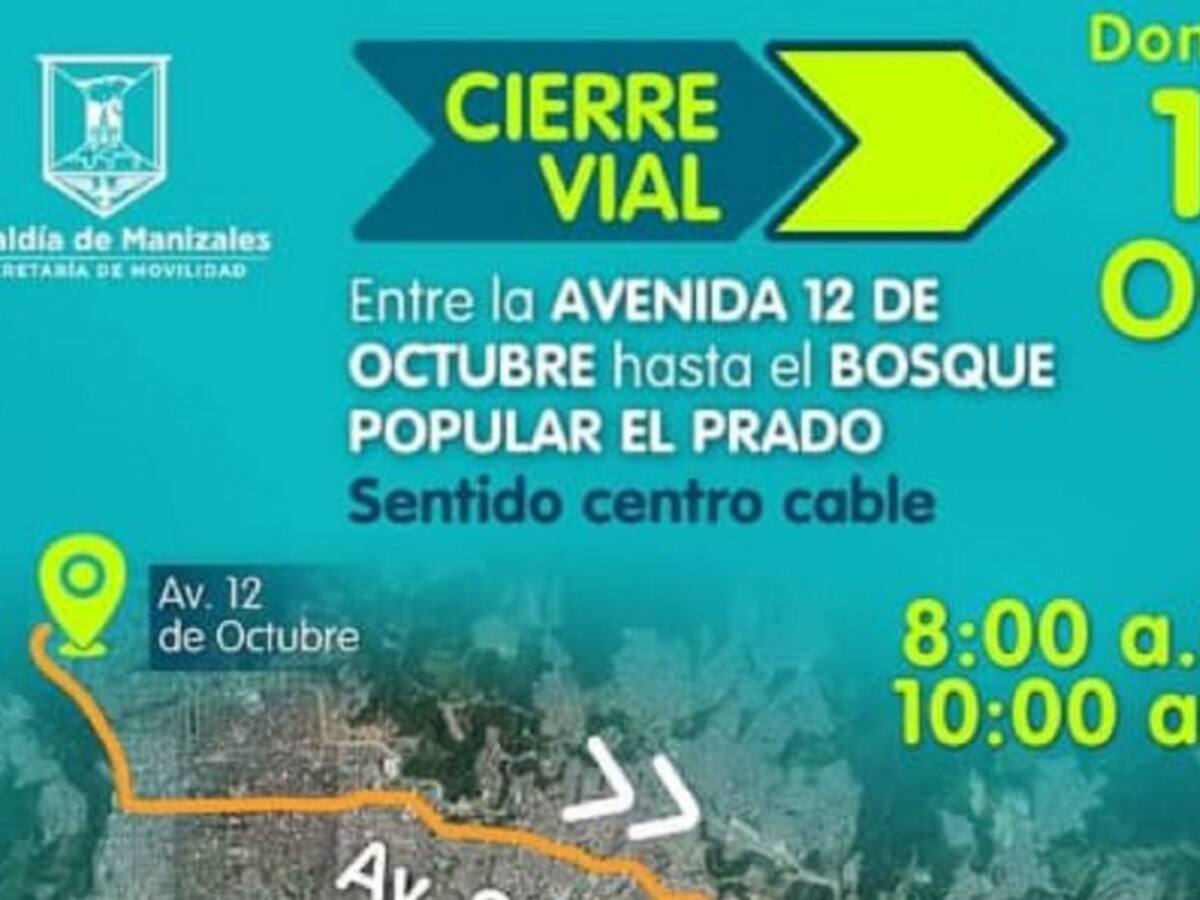 Cierres viales este domingo por carrera atlética en Manizales