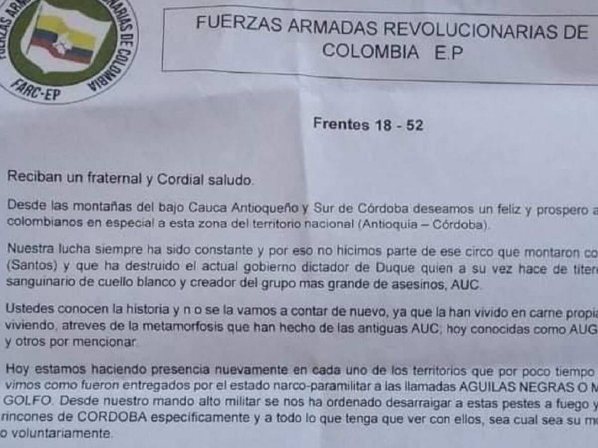 Disidencias del 18 y 52 se aliaron para recuperar el Nudo del Paramillo