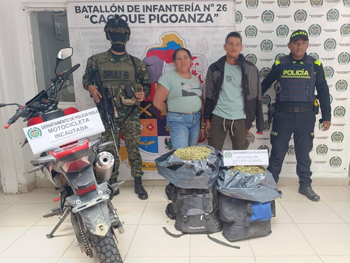En el Huila, Capturan Pareja con 20 kilos de Marihuana