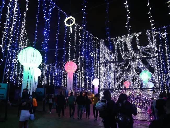 Jardín Botánico de Bogotá con luces navideñas. (Foto de Juan David Moreno Gallego/Anadolu Agency vía Getty Images)
