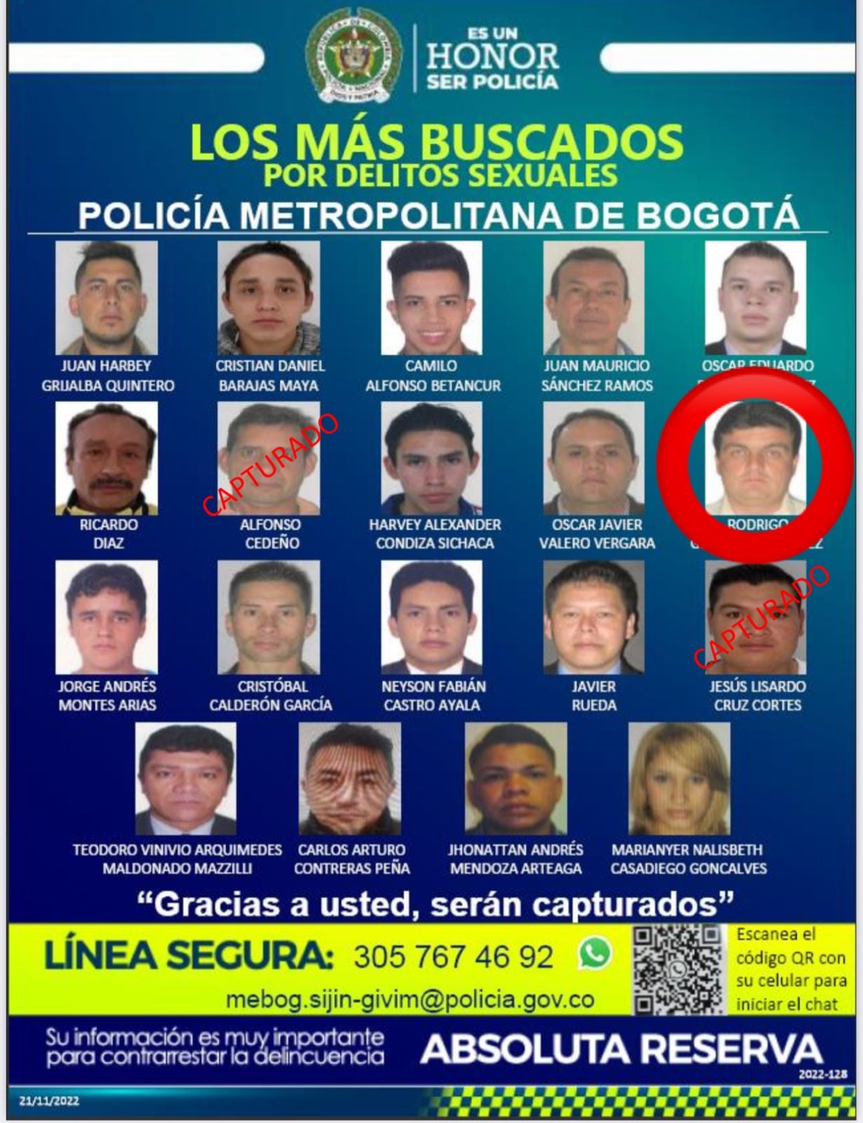 Cartel de "los mas buscados" por delitos sexuales.