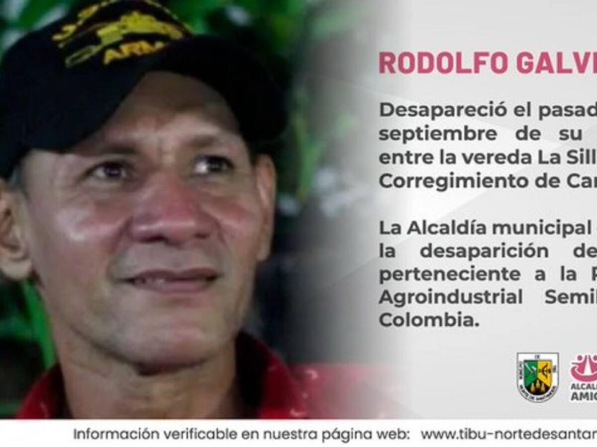Sigue la búsqueda del líder y reclamante de tierras Rodolfo Galvis
