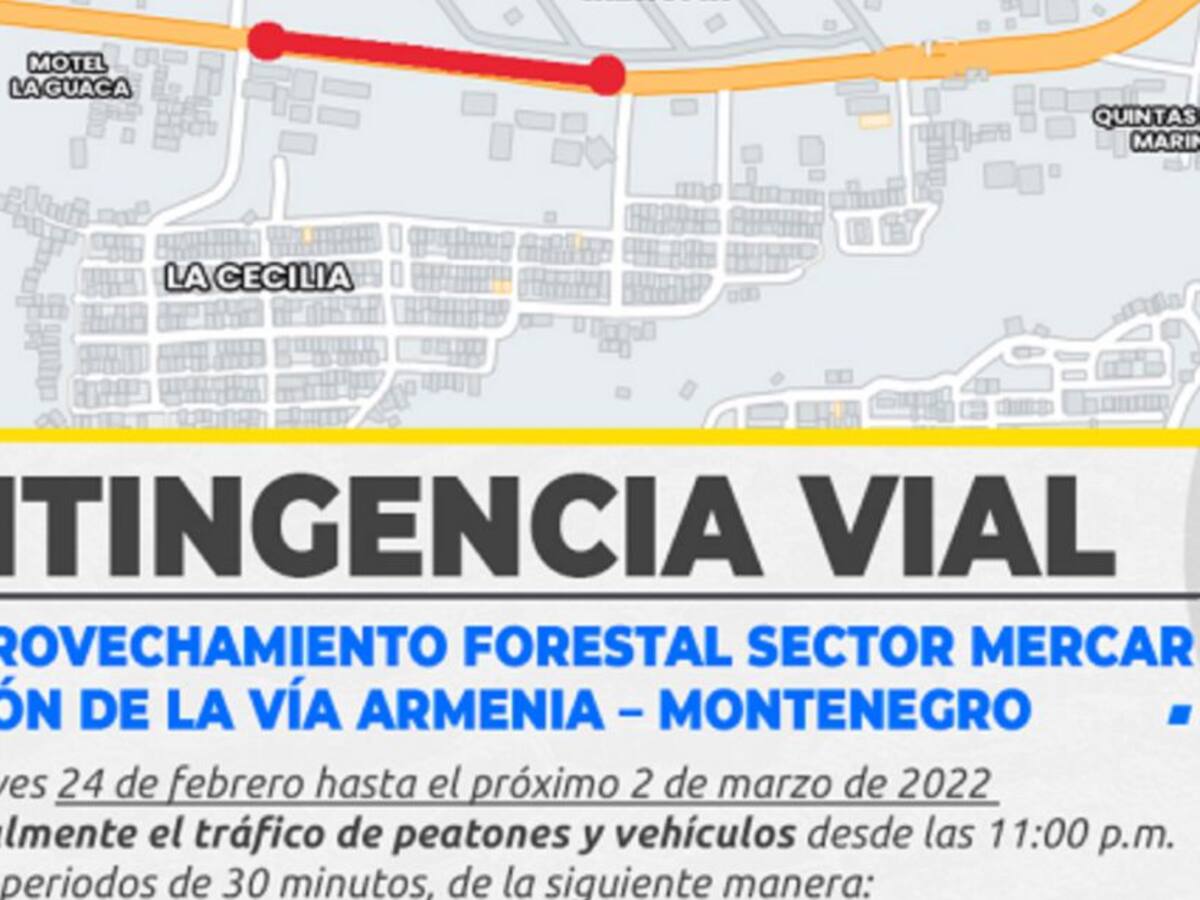 Hoy inician los cierres nocturnos en la vía Armenia- Montenegro