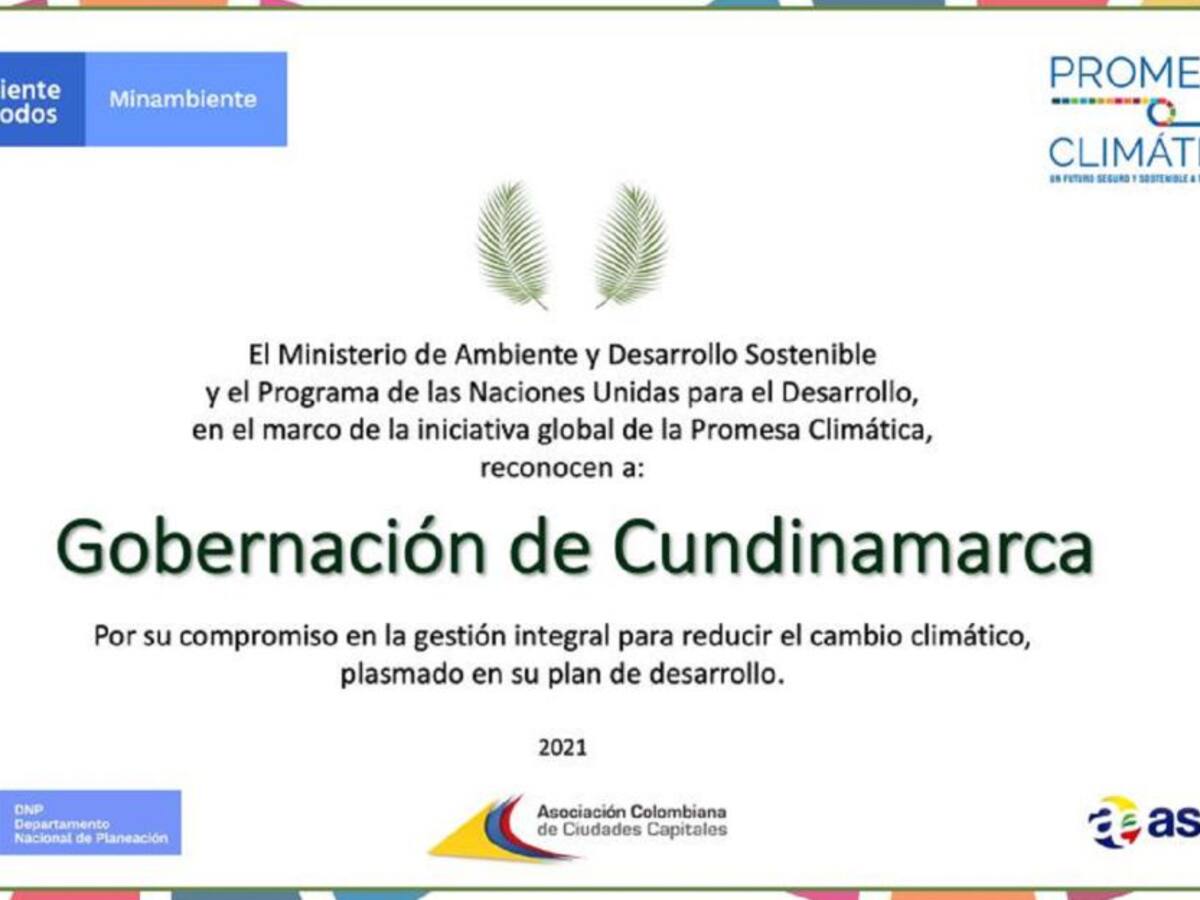 ONU reconoce a Cundinamarca como una promesa climática del País