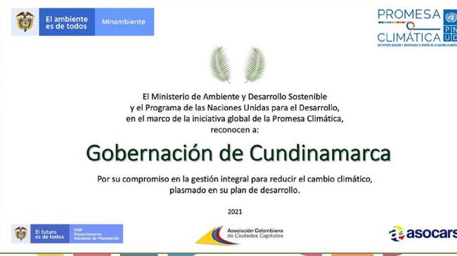 Este es el reconocimiento entregado al departamento de Cundinamarca.