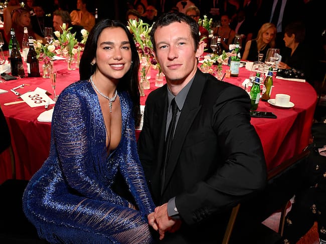 WEST HOLLYWOOD, CALIFORNIA - MARCH 15: (Exclusive Coverage) Dua Lipa and Callum Turner attend Elton John AIDS Foundation's 34th Annual Academy Awards Viewing Party on March 15, 2026 in West Hollywood, California. (Photo by Michael Kovac/Getty Images for Elton John AIDS Foundation)