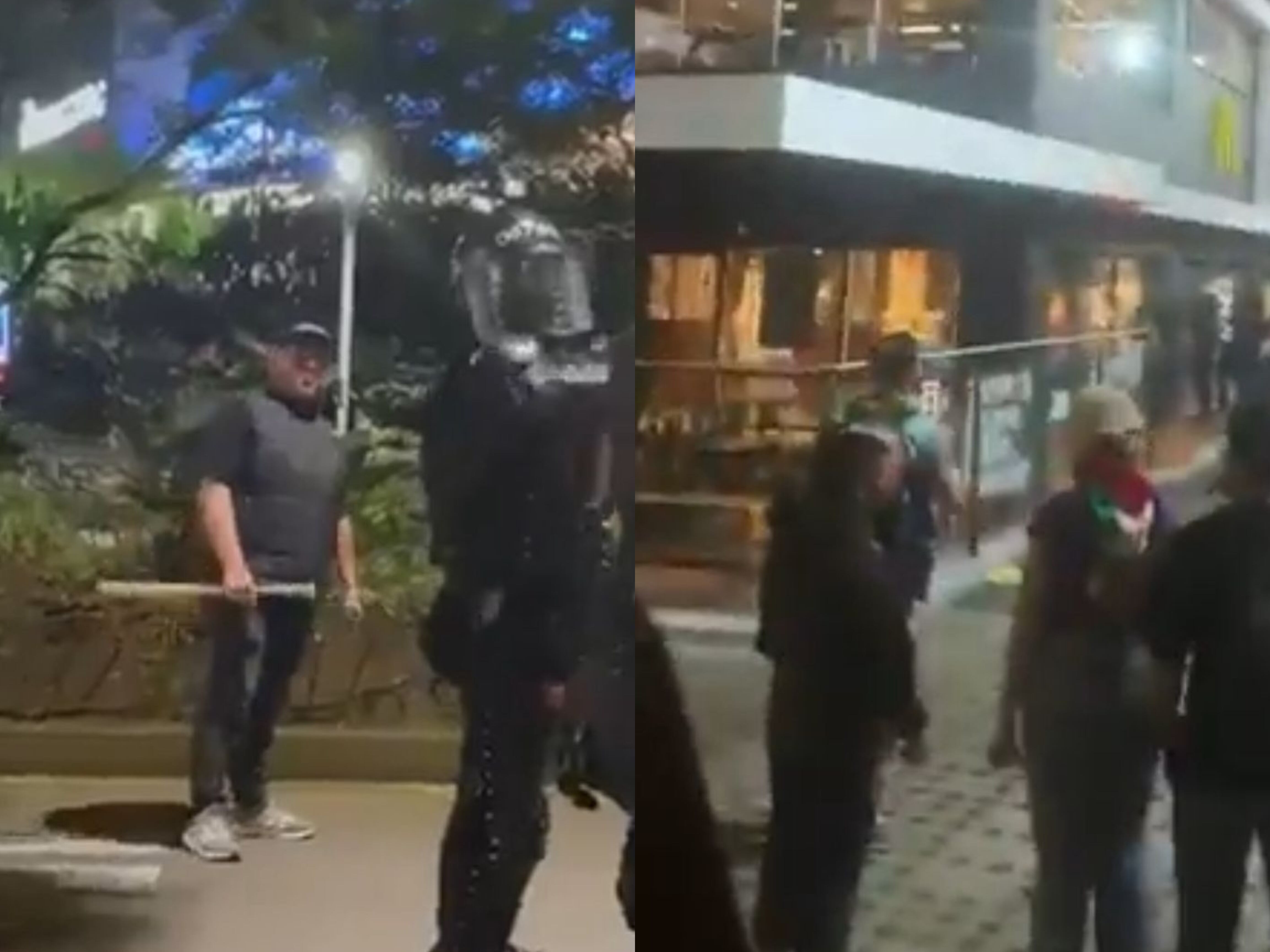 Disturbios en la marcha pro Palestina en Medellín. Foto: Cortesías.